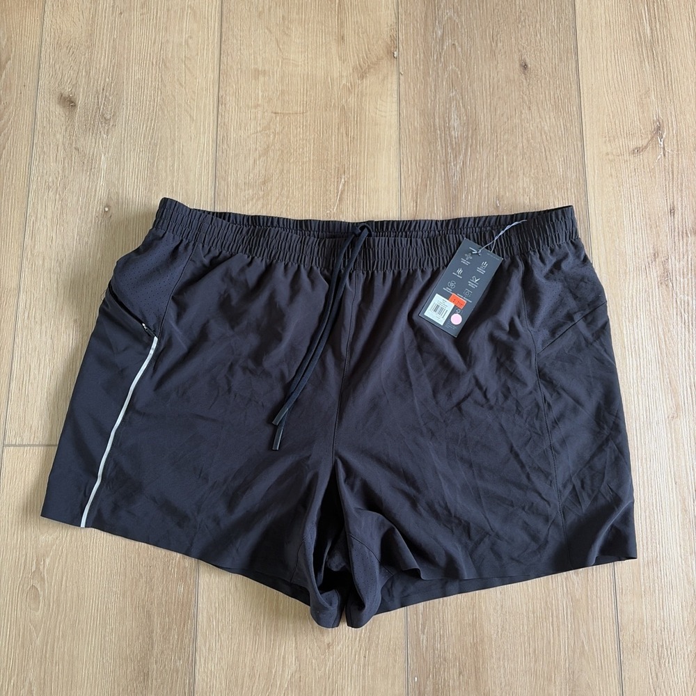 VRST 5" Run Shorts Men's Size XXL Pure  Black Gym Activewear Training Lined